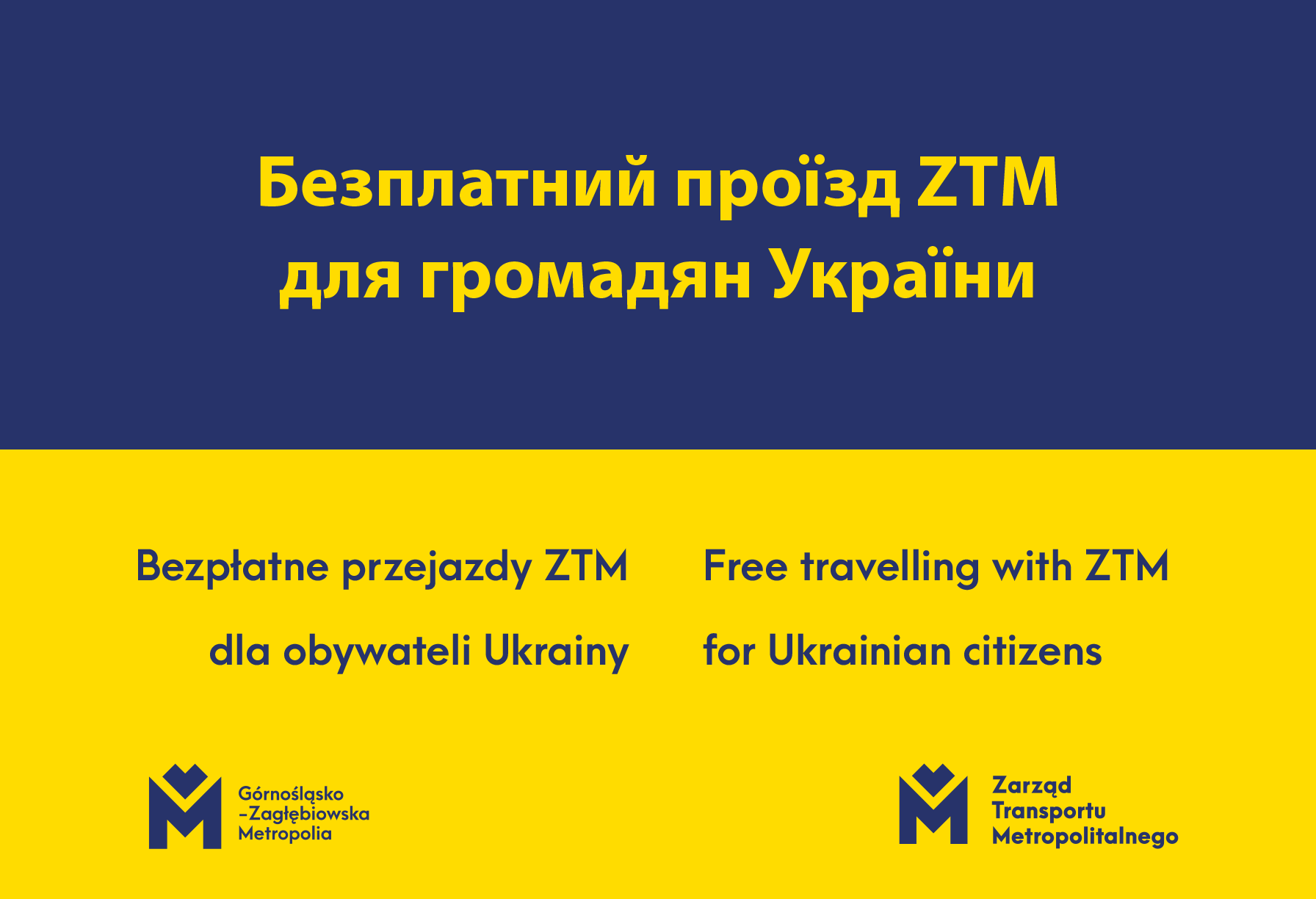 Bezpłatne przejazdy ZTM dla obywateli Ukrainy - Безплатний проїзд ZTM для громадян України 